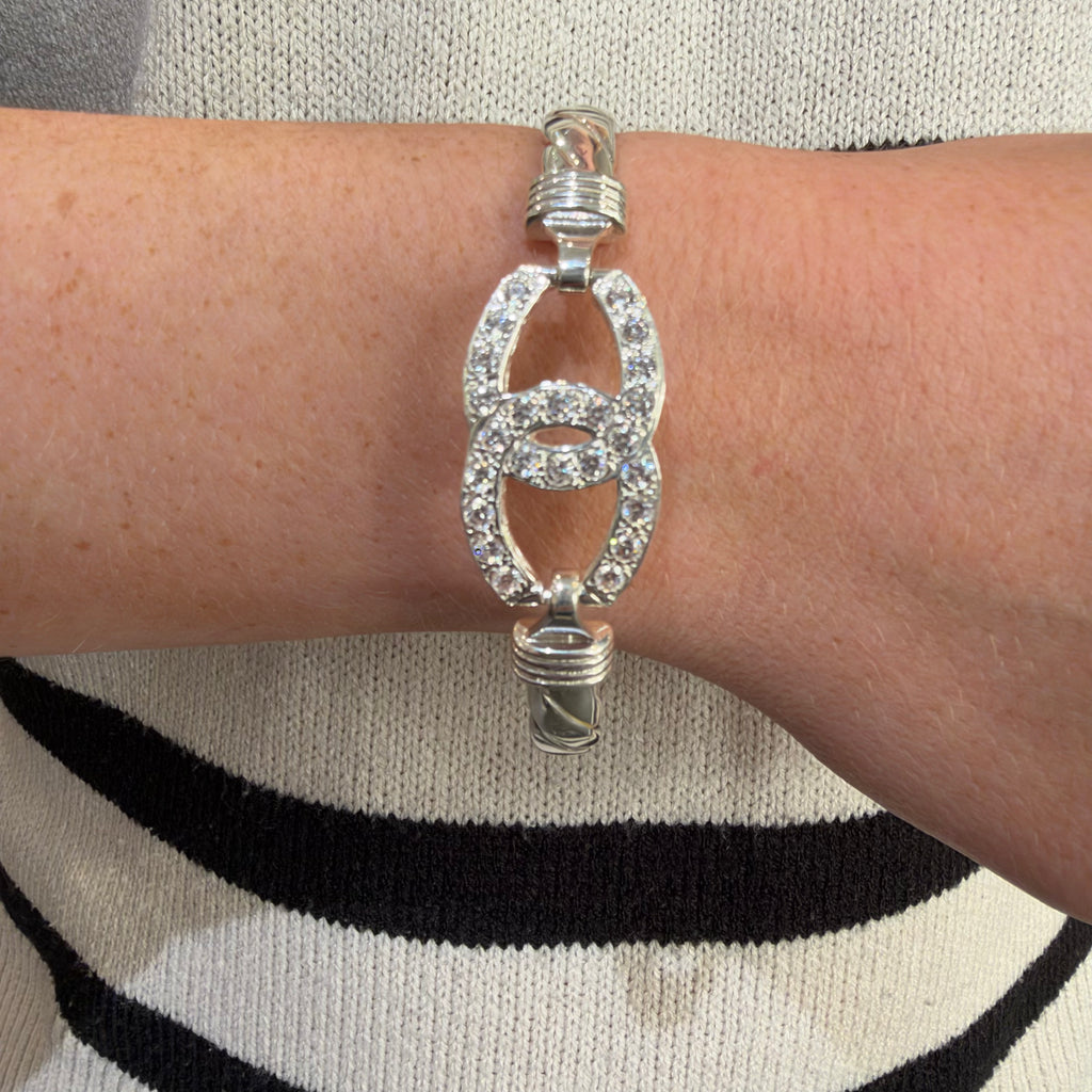 Silver Double Horse Shoe Bangle