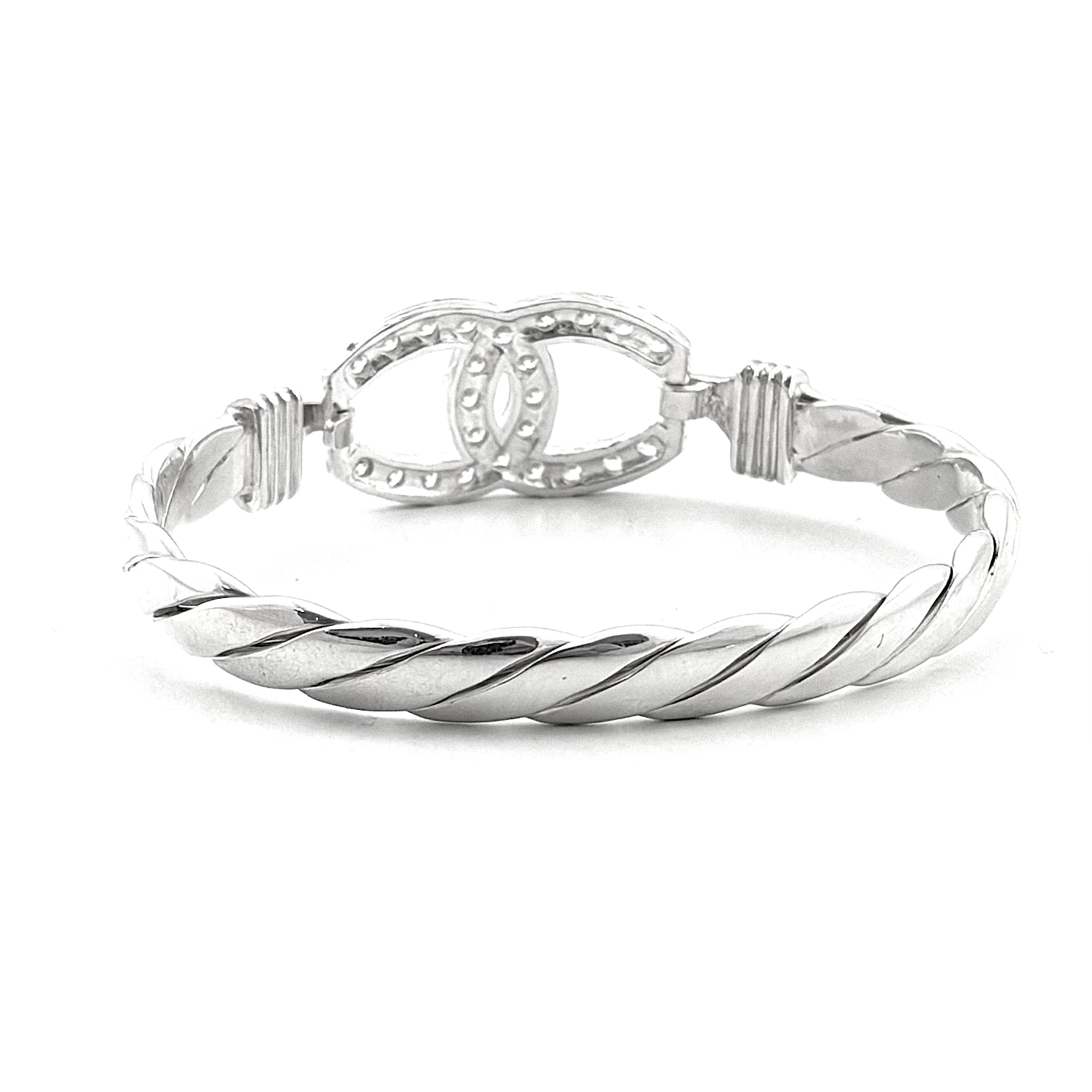 Silver Double Horse Shoe Bangle