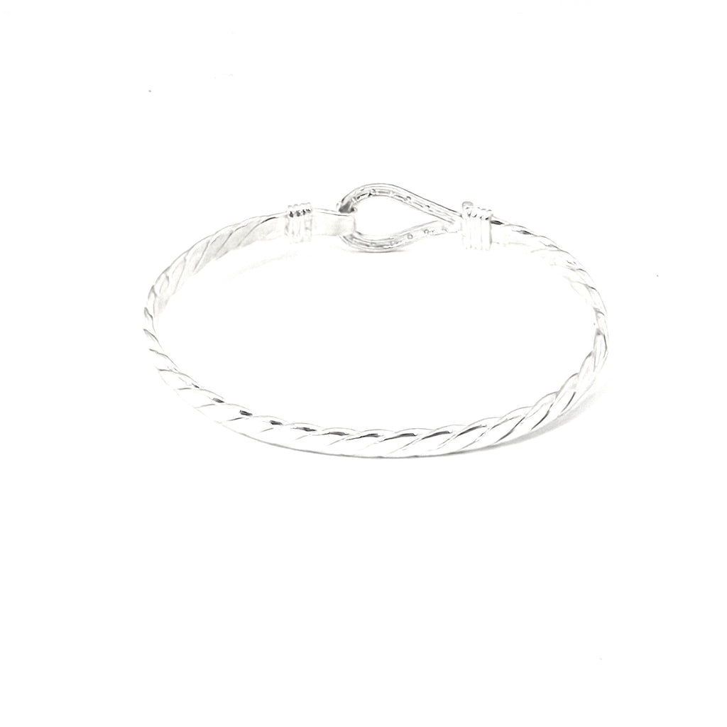 Silver Ladies Stone Set 3mm Hook Bangle