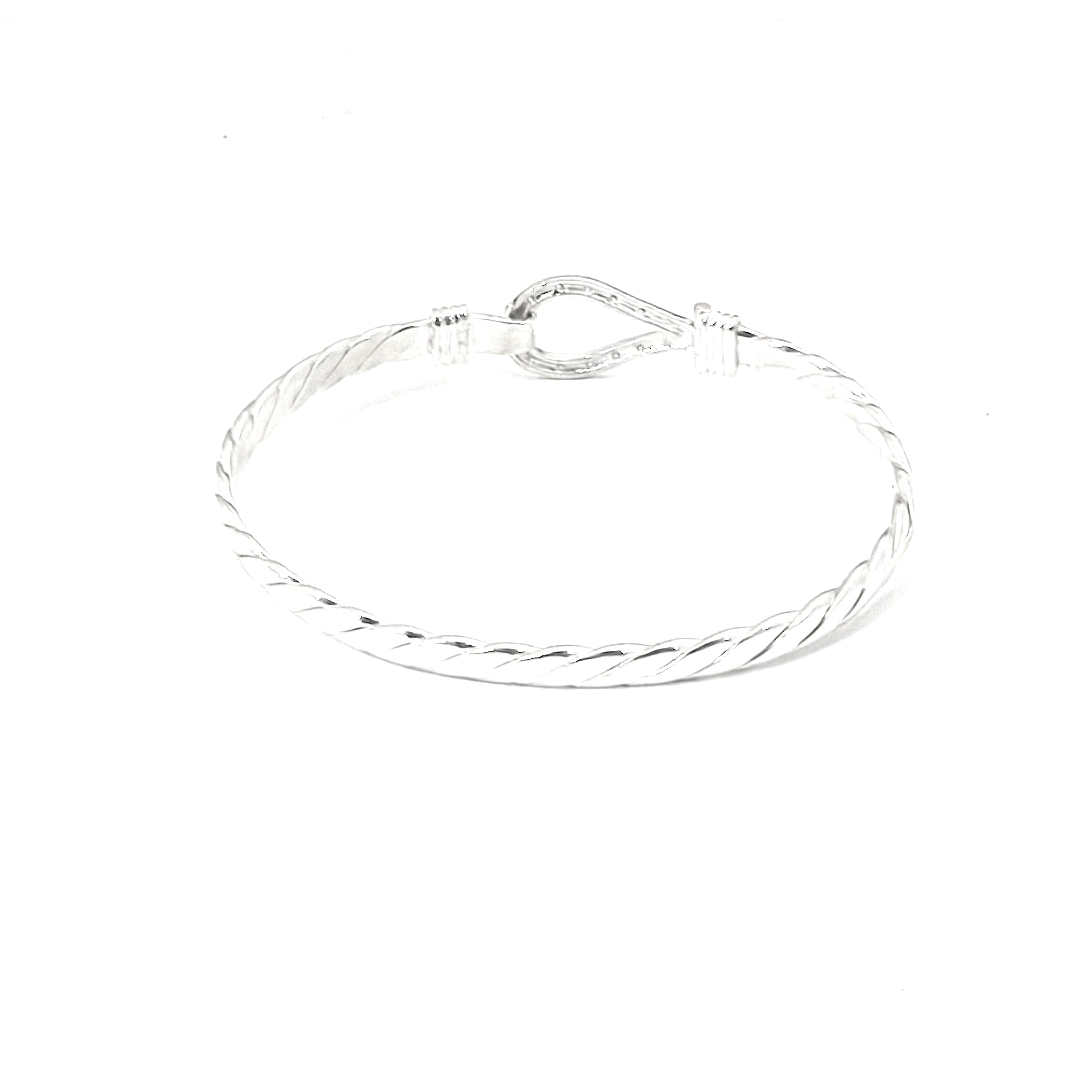 Silver Ladies Stone Set 3mm Hook Bangle