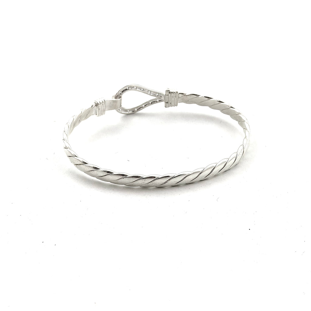Silver Ladies Stone Set 3mm Hook Bangle