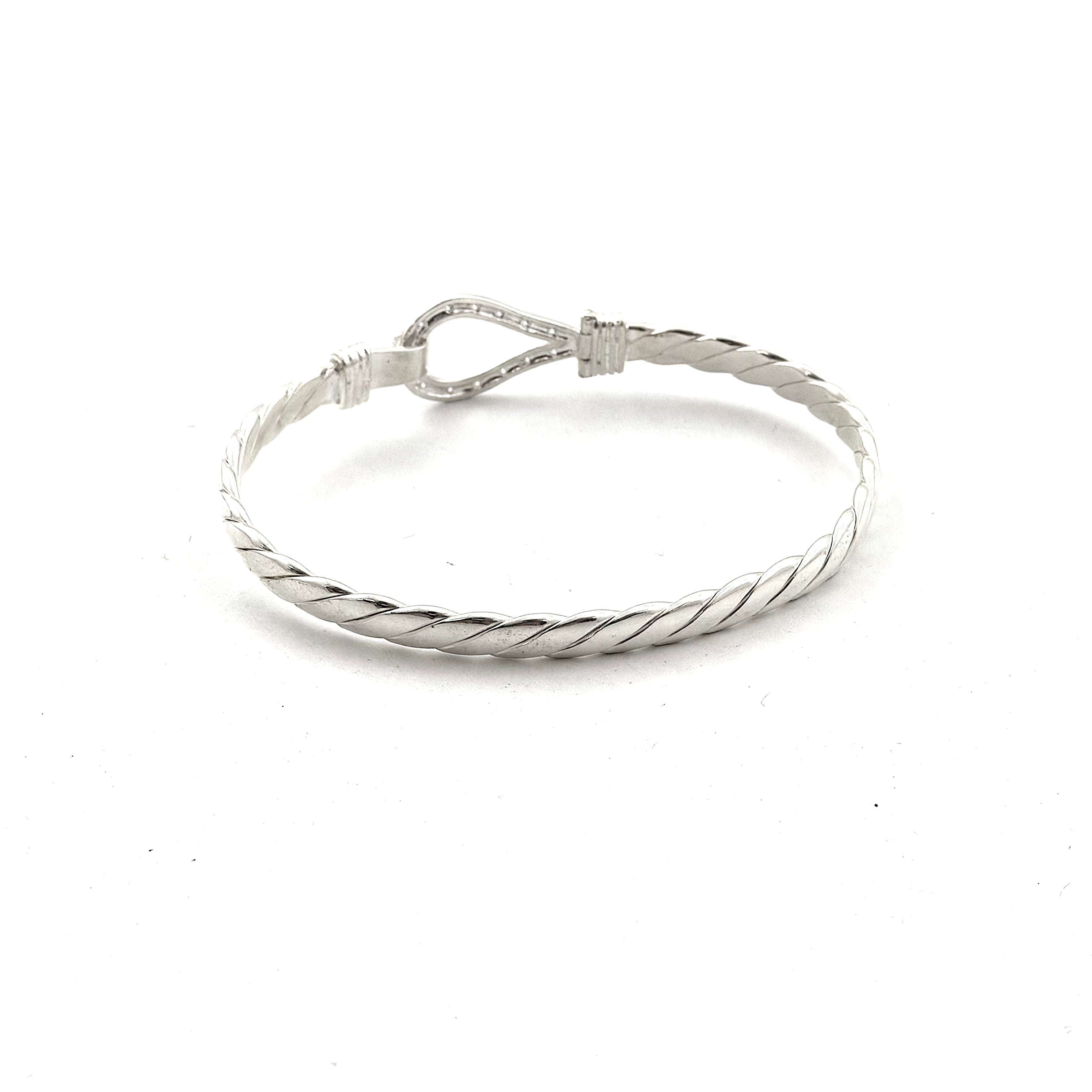 Silver Ladies Stone Set 3mm Hook Bangle