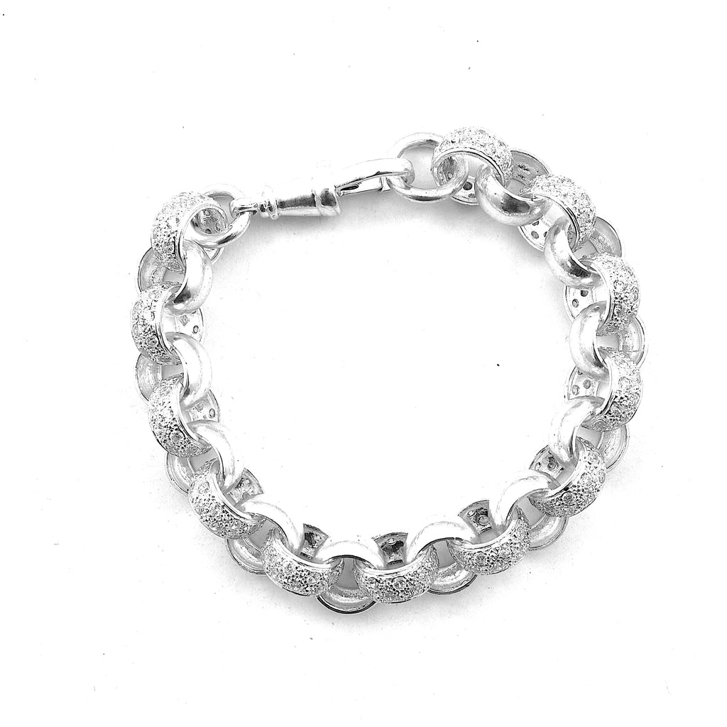 Silver Stone Set Gents Belcher Bracelet