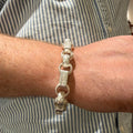 Silver Large Stone Set Gypsy Link Bracelet