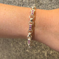 Silver Pink Stone Set Ladies Gypsy Link Bracelet