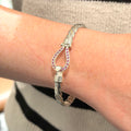 Silver Pink Stone Set 4mm Hook Bangle