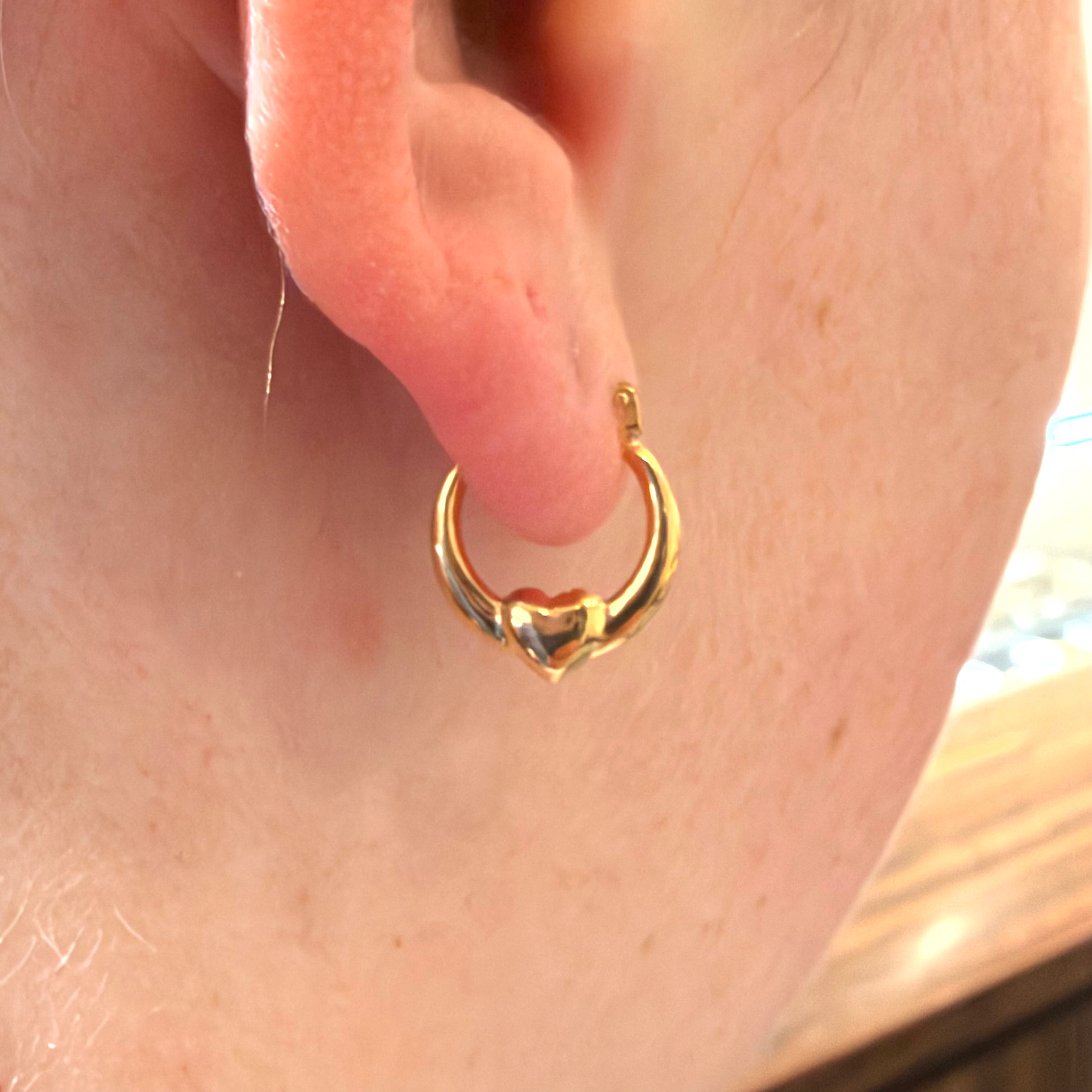 9ct Gold Love Heart Hoop Earrings