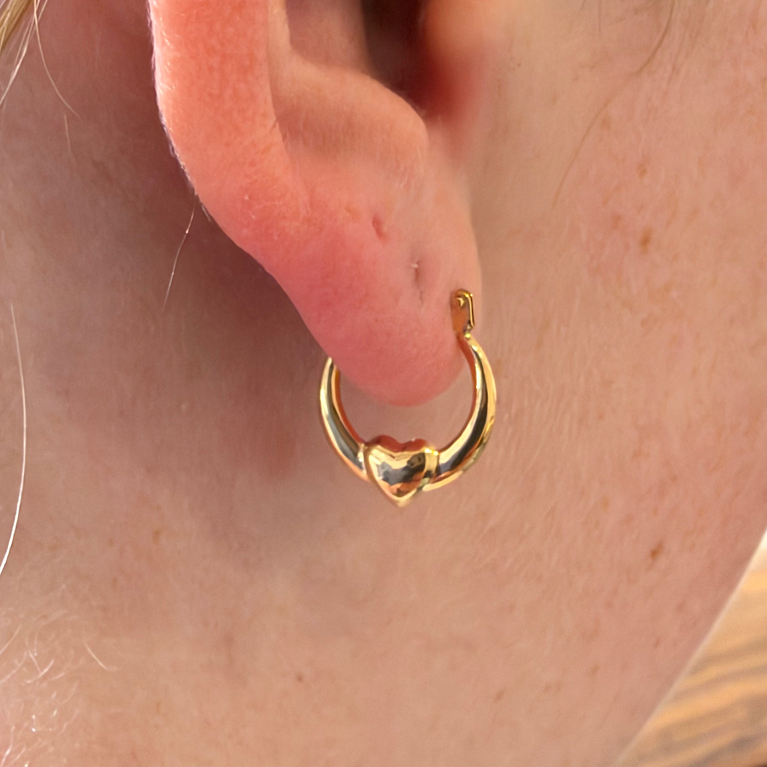 9ct Gold Love Heart Hoop Earrings