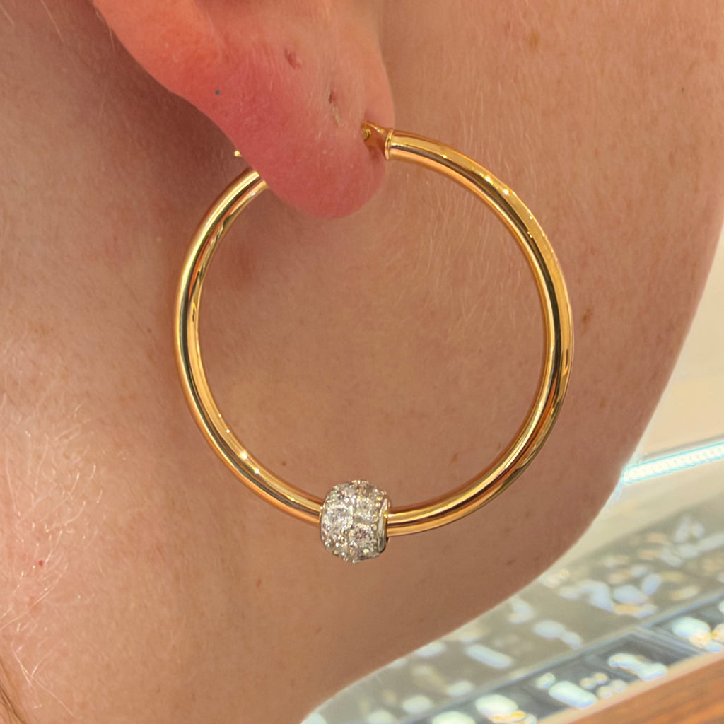 9ct Gold Hoop 34mm Hoops With Balls