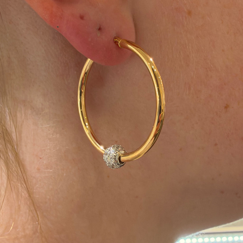 9ct Gold Hoop 34mm Hoops With Balls