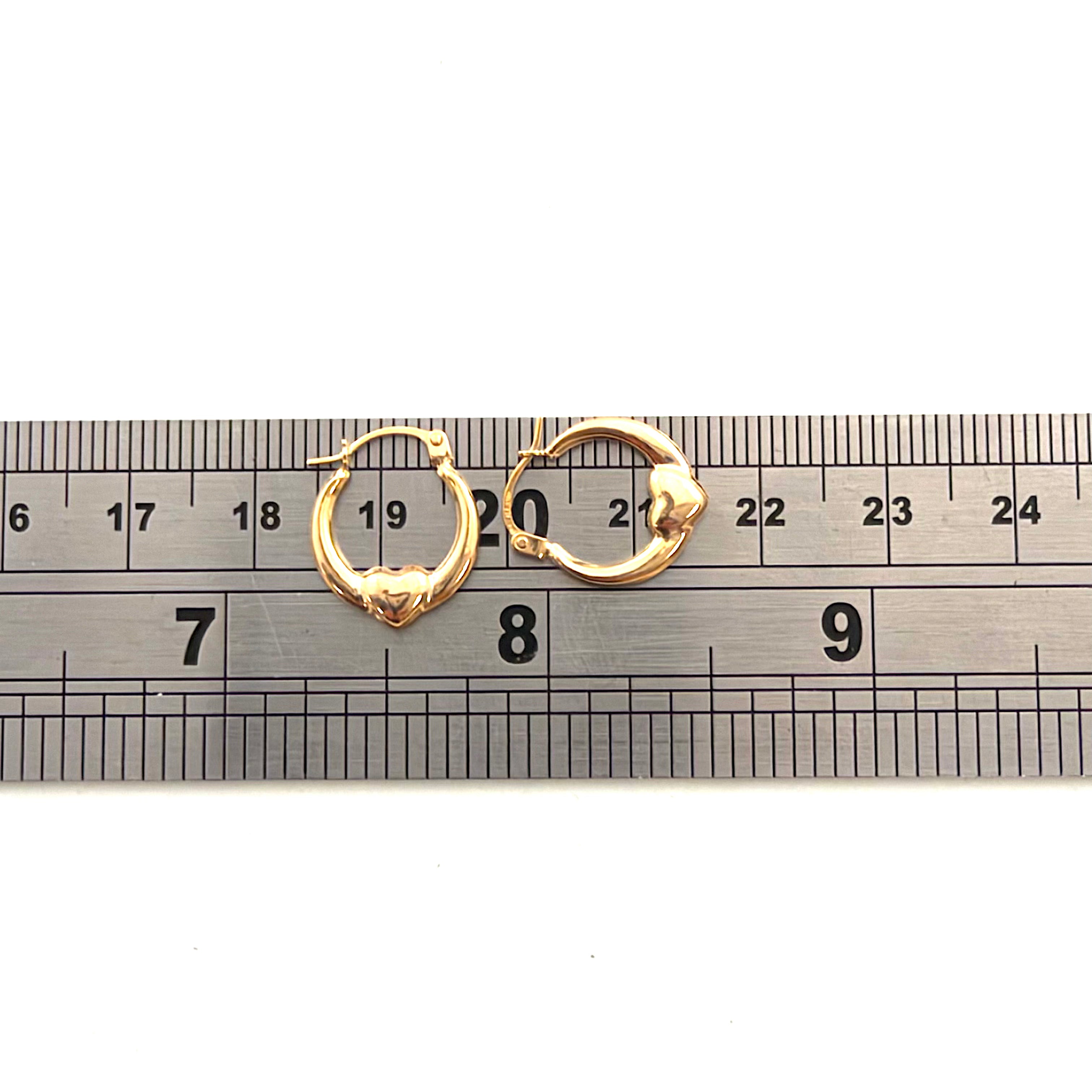 9ct Gold Love Heart Hoop Earrings