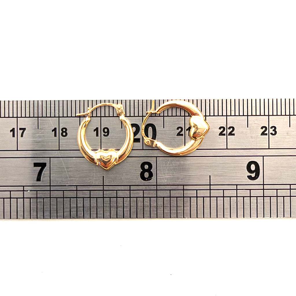 9ct Gold Love Heart Hoop Earrings