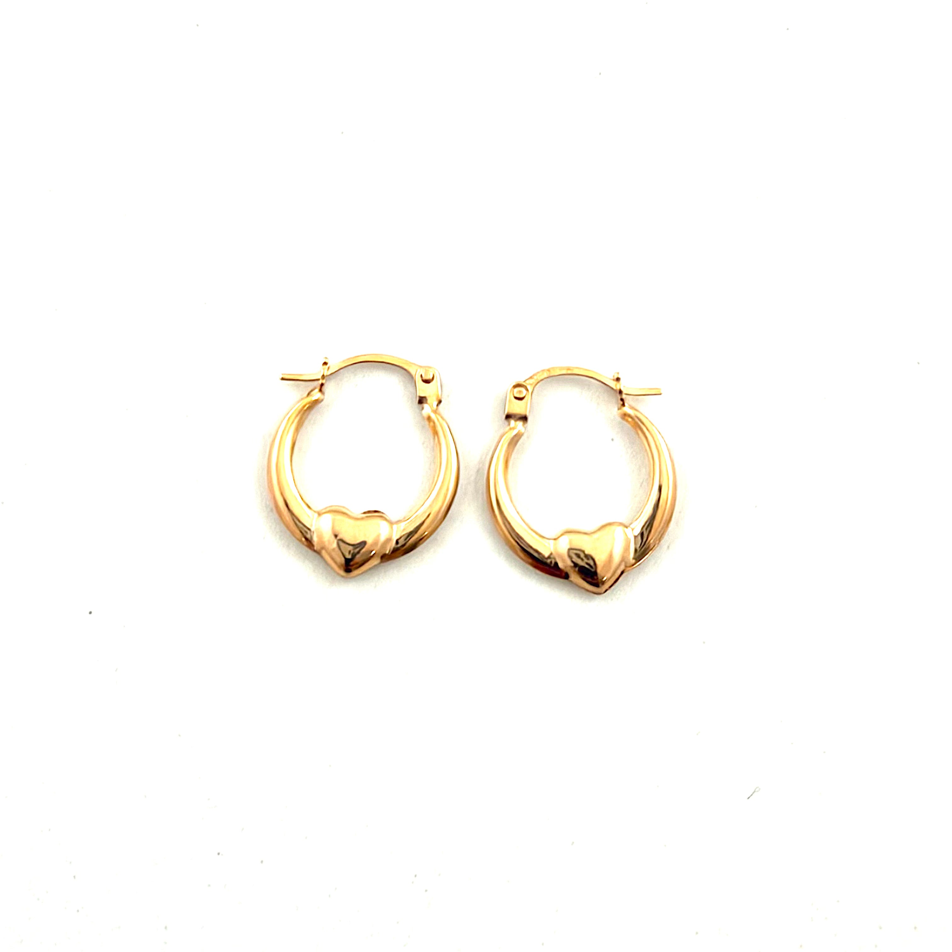 9ct Gold Love Heart Hoop Earrings
