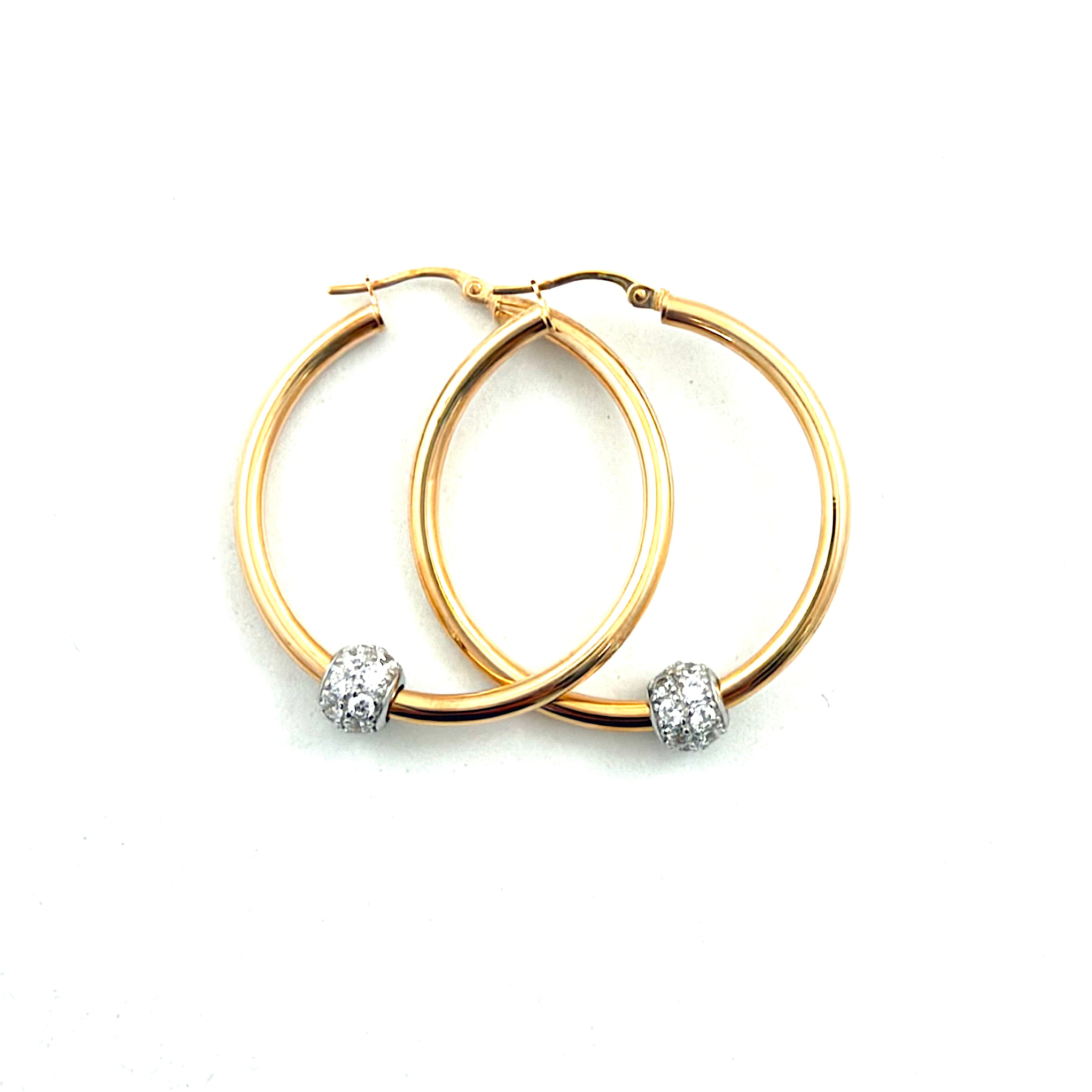 9ct Gold Hoop 34mm Hoops With Balls