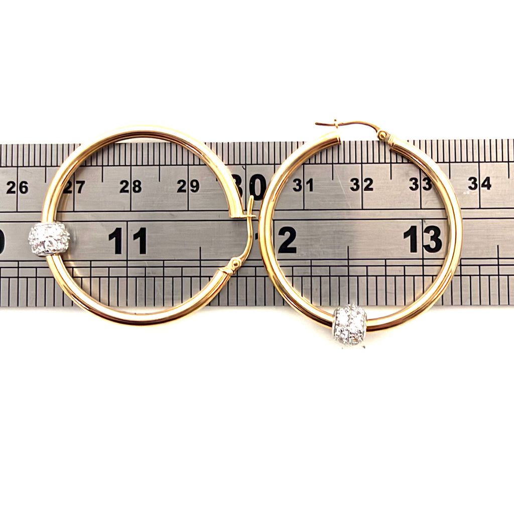 9ct Gold Hoop 34mm Hoops With Balls