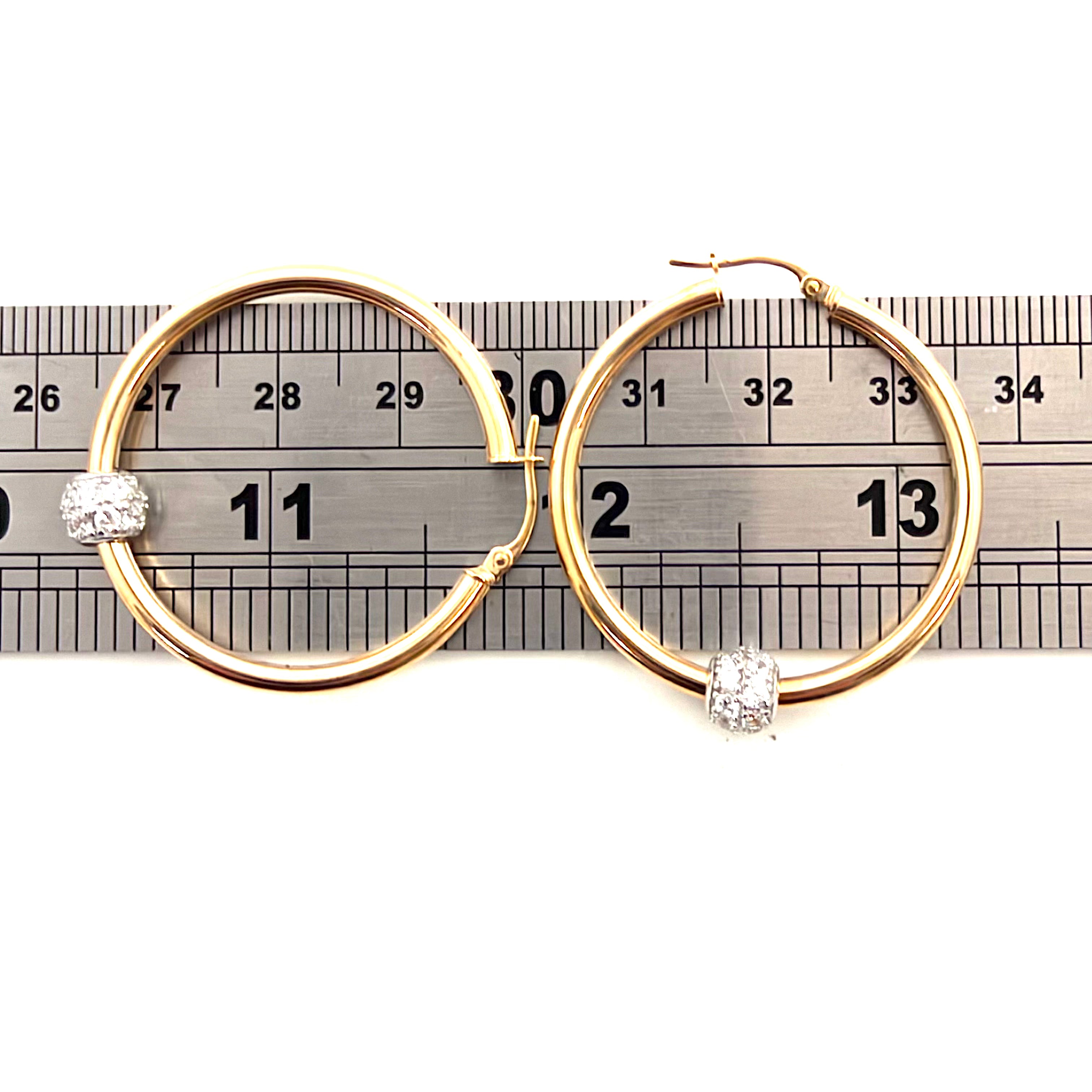 9ct Gold Hoop 34mm Hoops With Balls