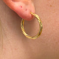 9ct Gold 25mm Twisted Hoop Earrings