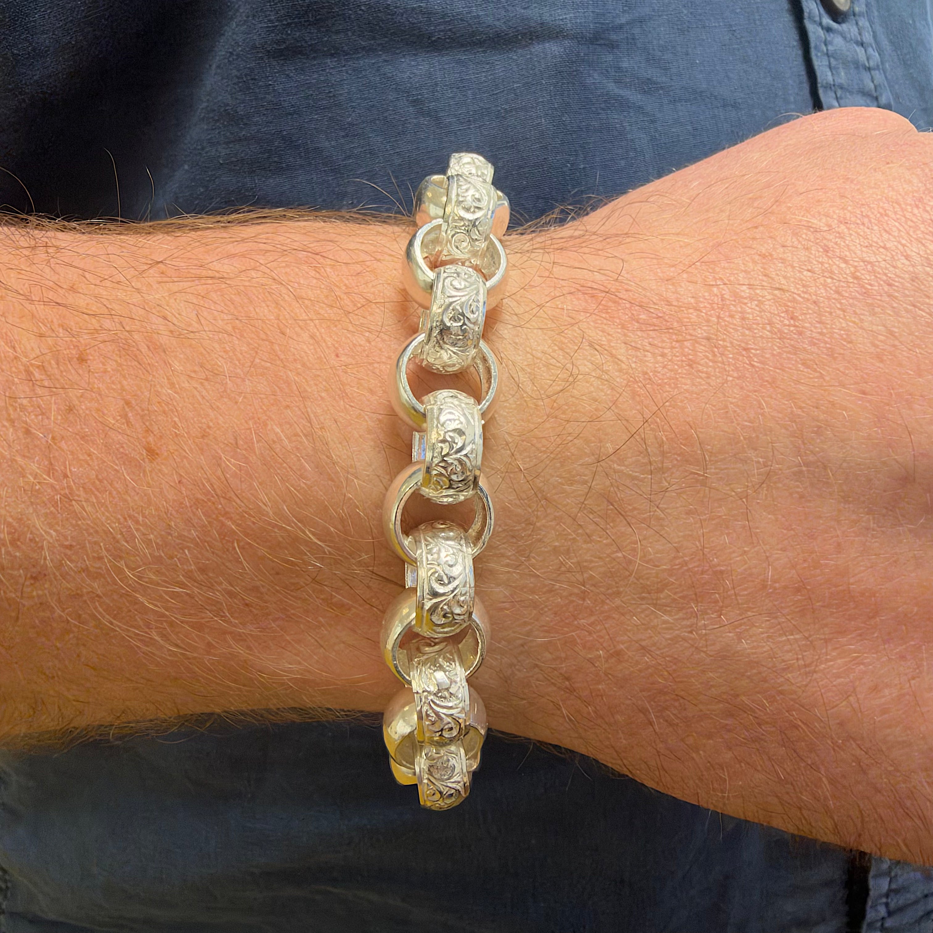Large Silver Belcher Bracelet