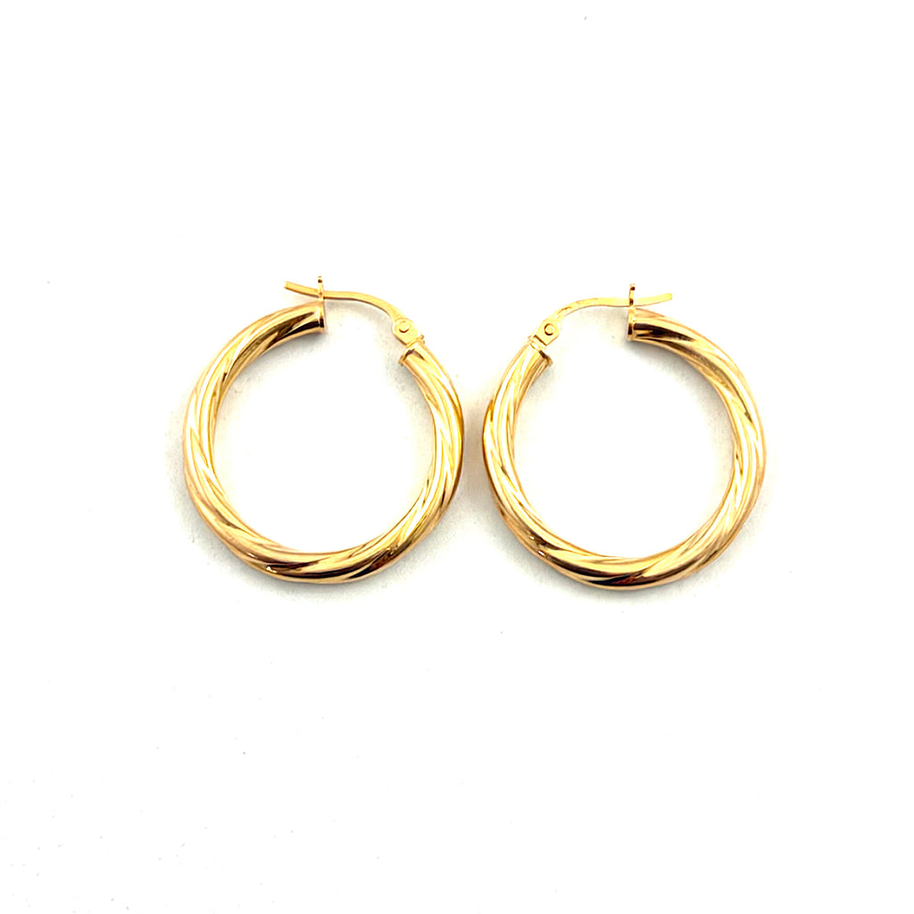 9ct Gold 25mm Twisted Hoop Earrings