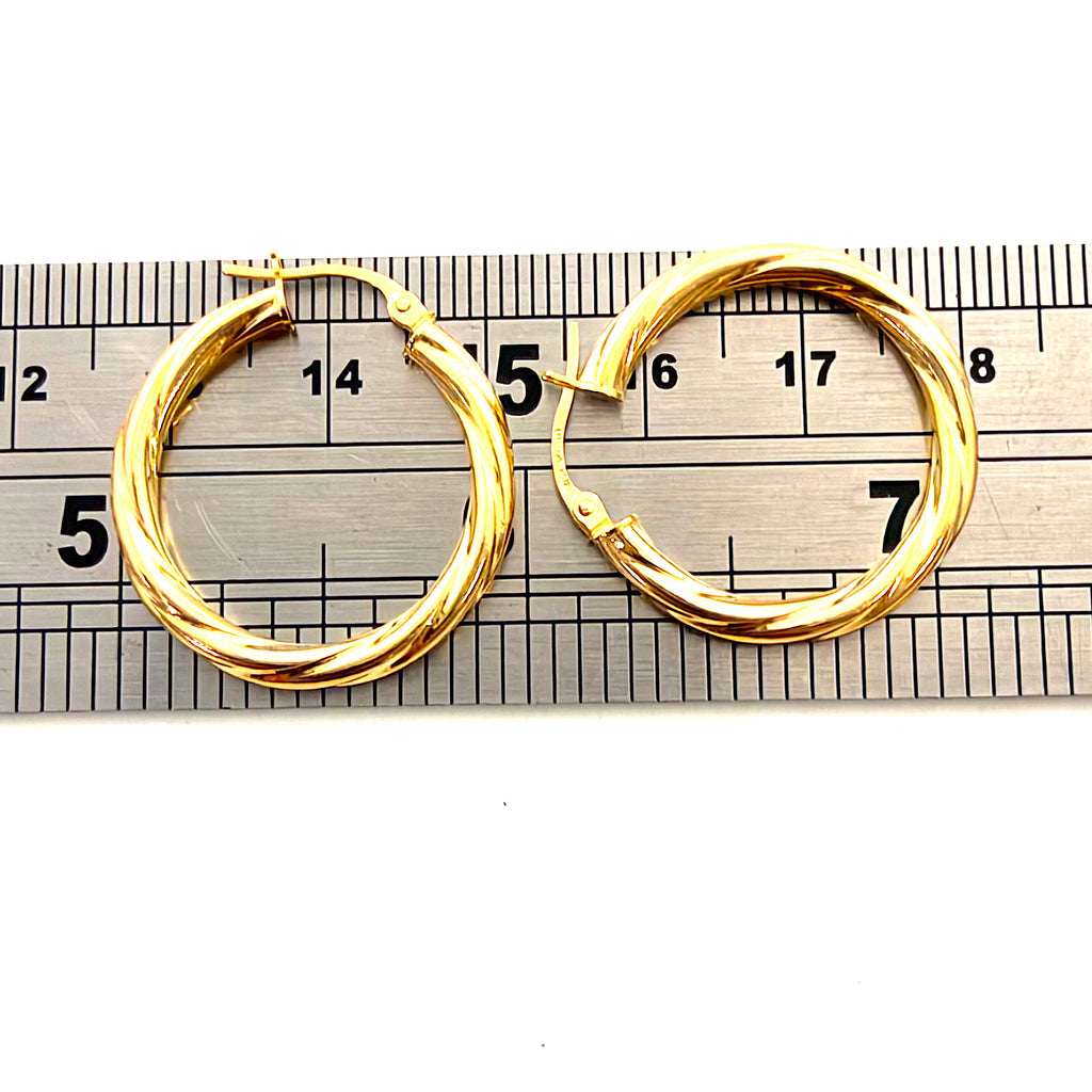 9ct Gold 25mm Twisted Hoop Earrings