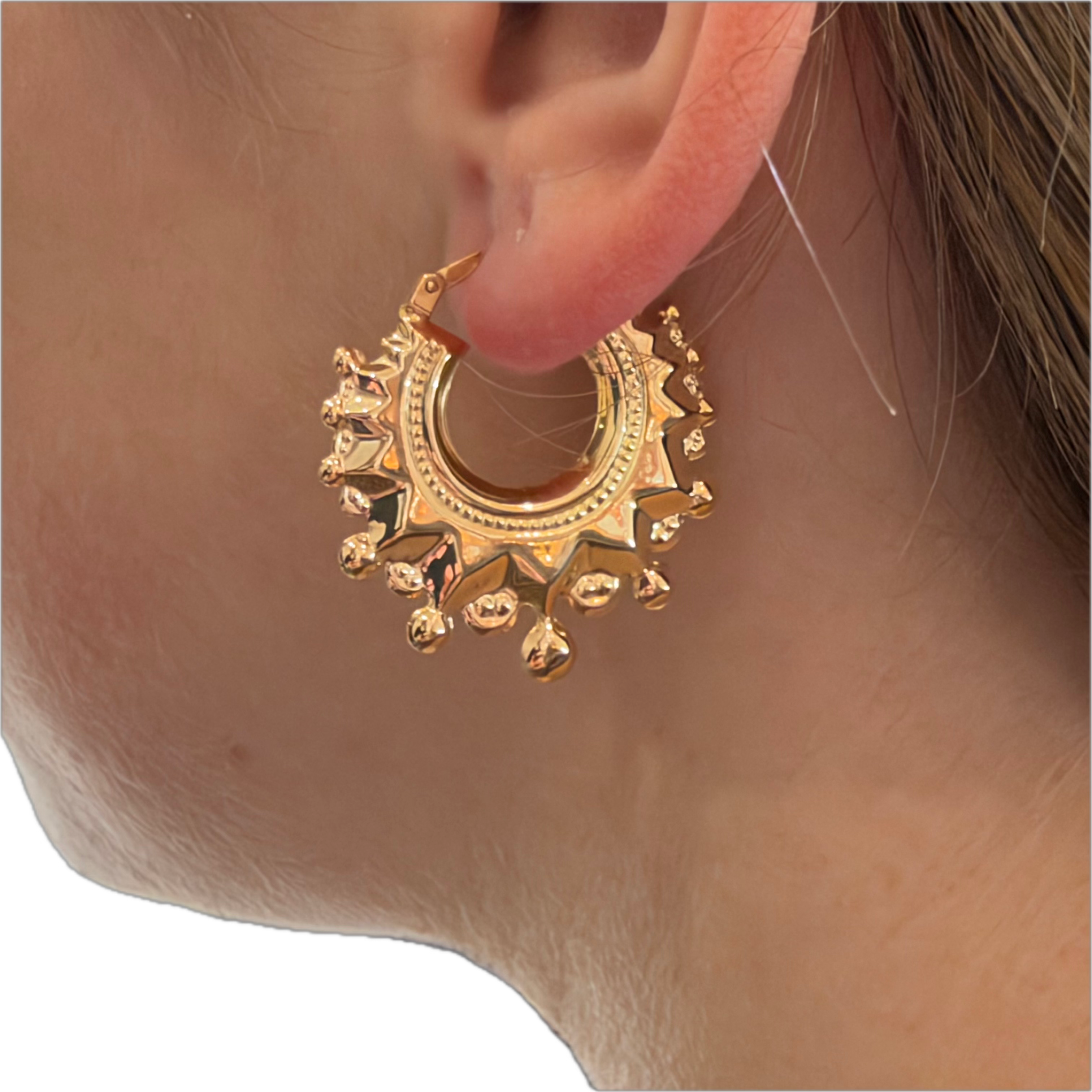 9ct Gold 29mm Drop Creole Earrings