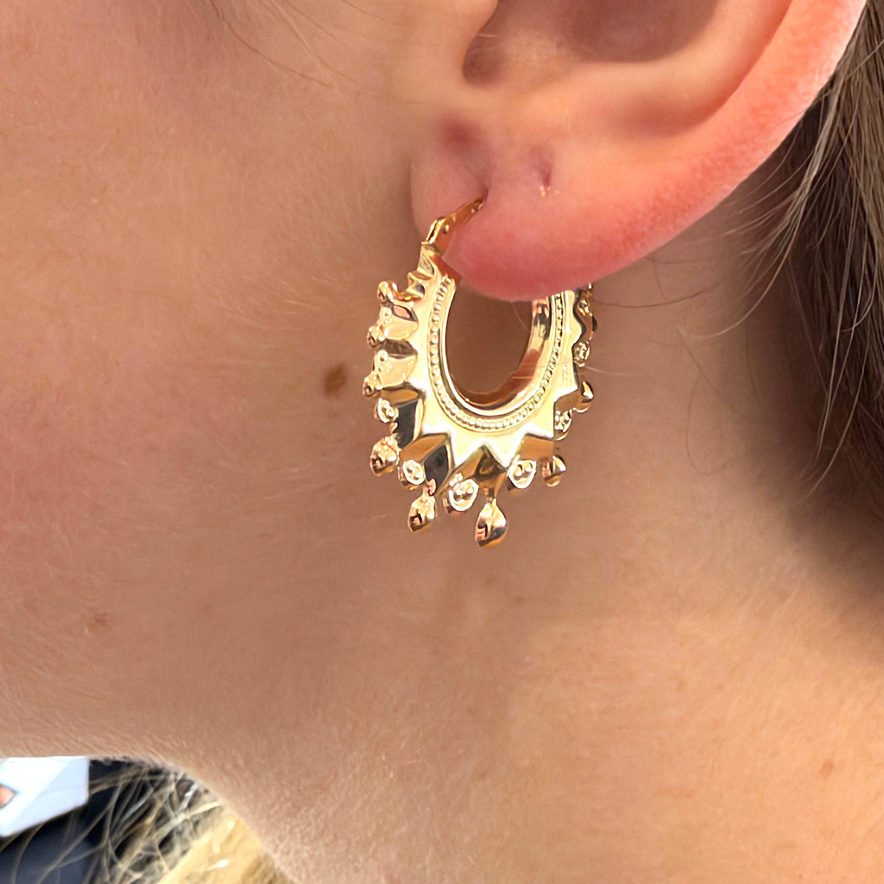 9ct Gold 29mm Drop Creole Earrings