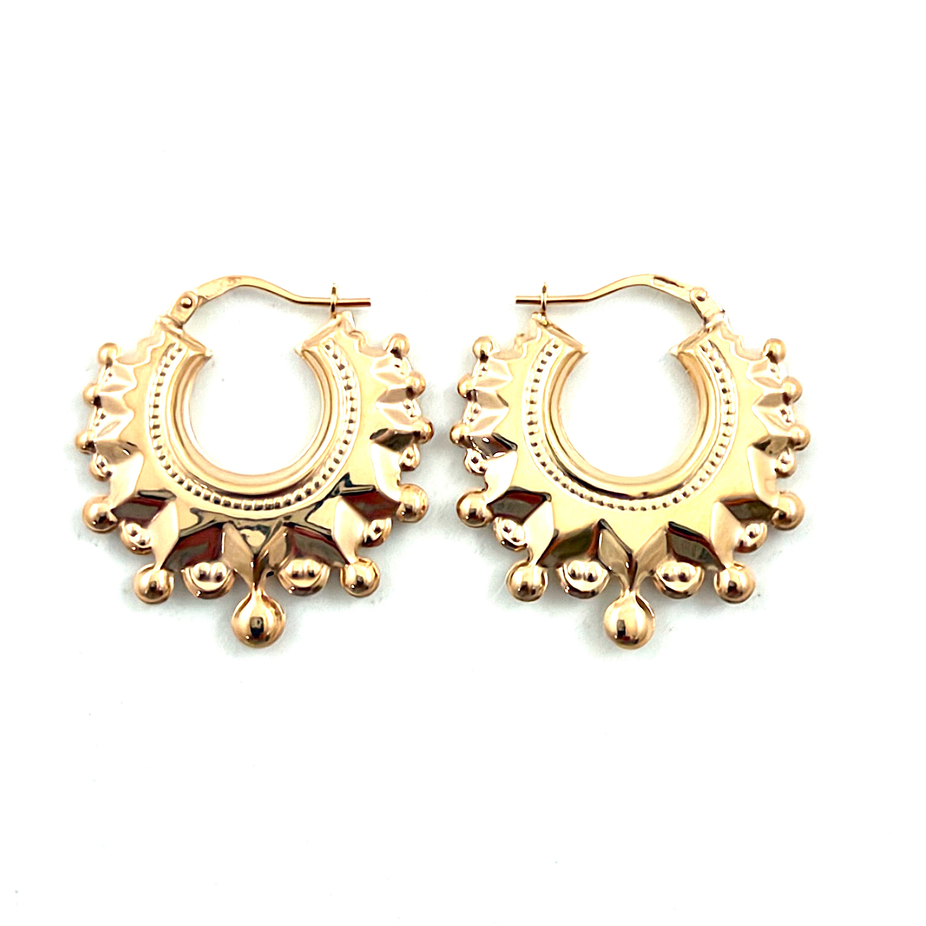 9ct Gold 29mm Drop Creole Earrings