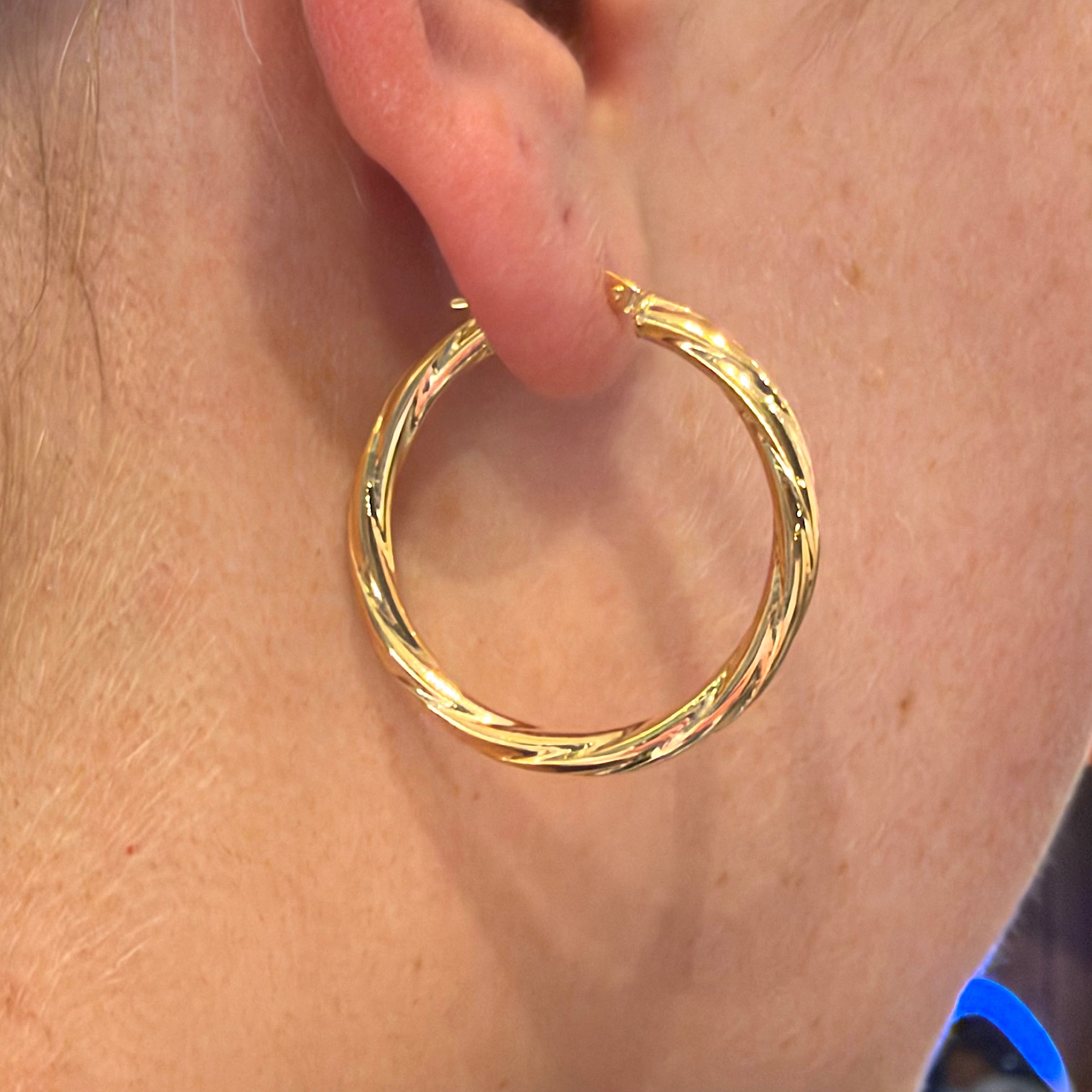 9ct Gold 30mm Twisted Hoop Earrings