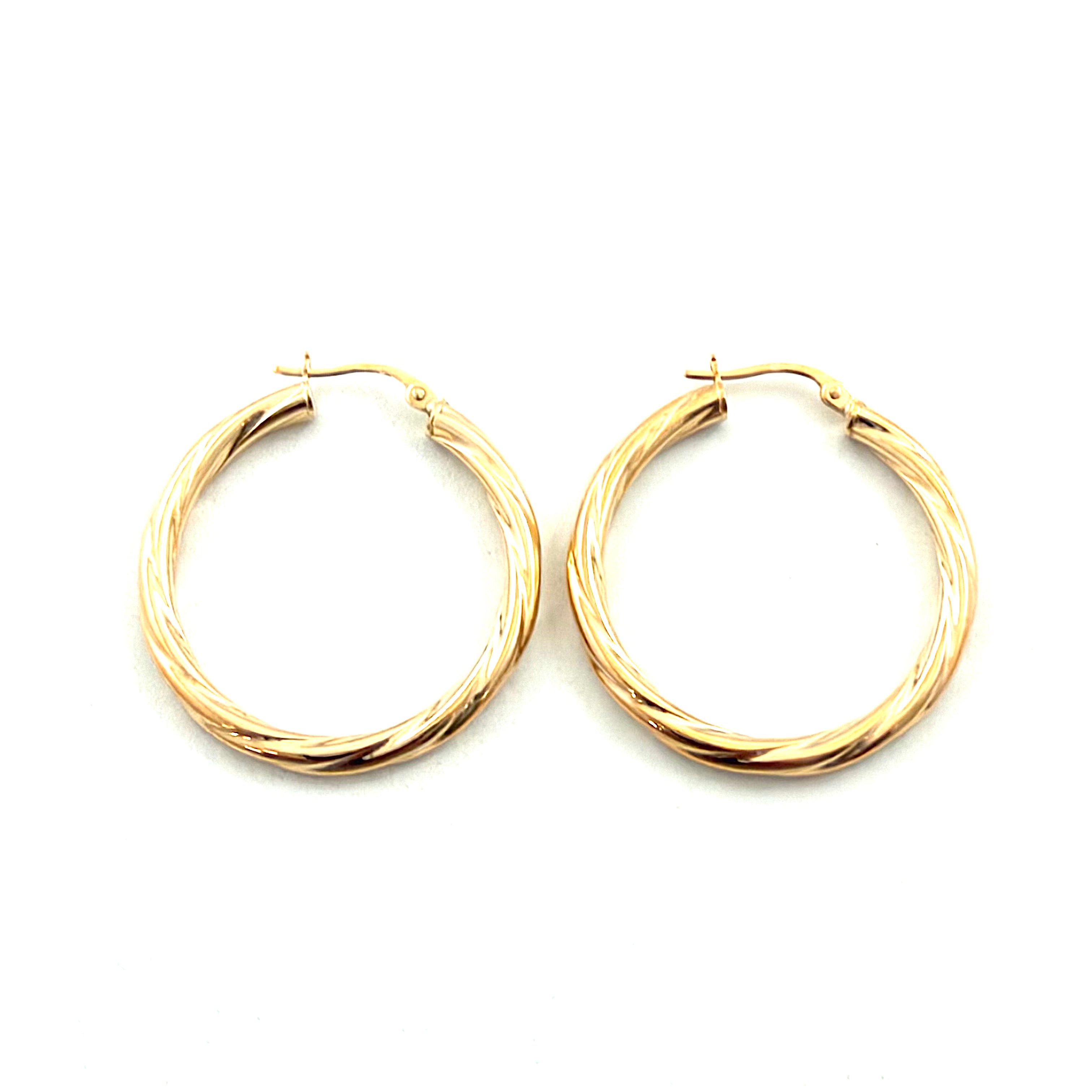 9ct Gold 30mm Twisted Hoop Earrings