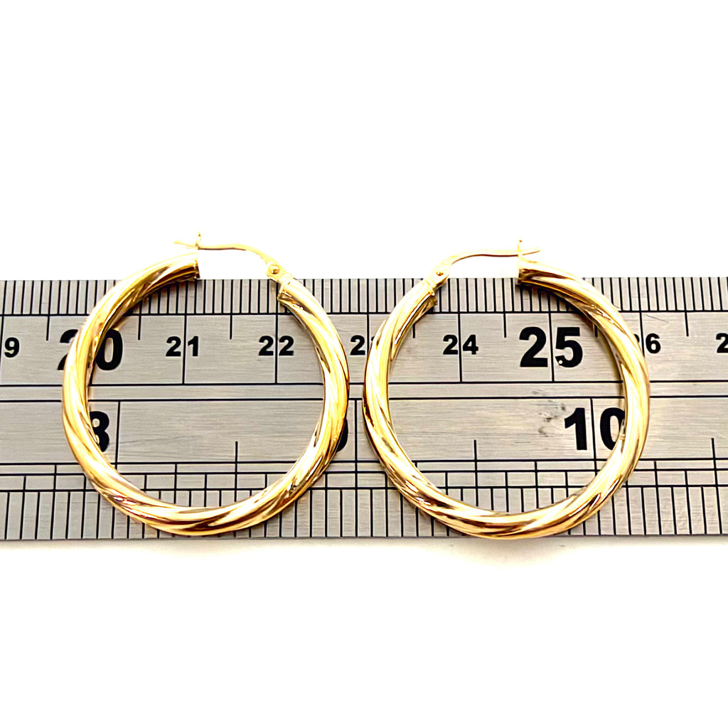 9ct Gold 30mm Twisted Hoop Earrings