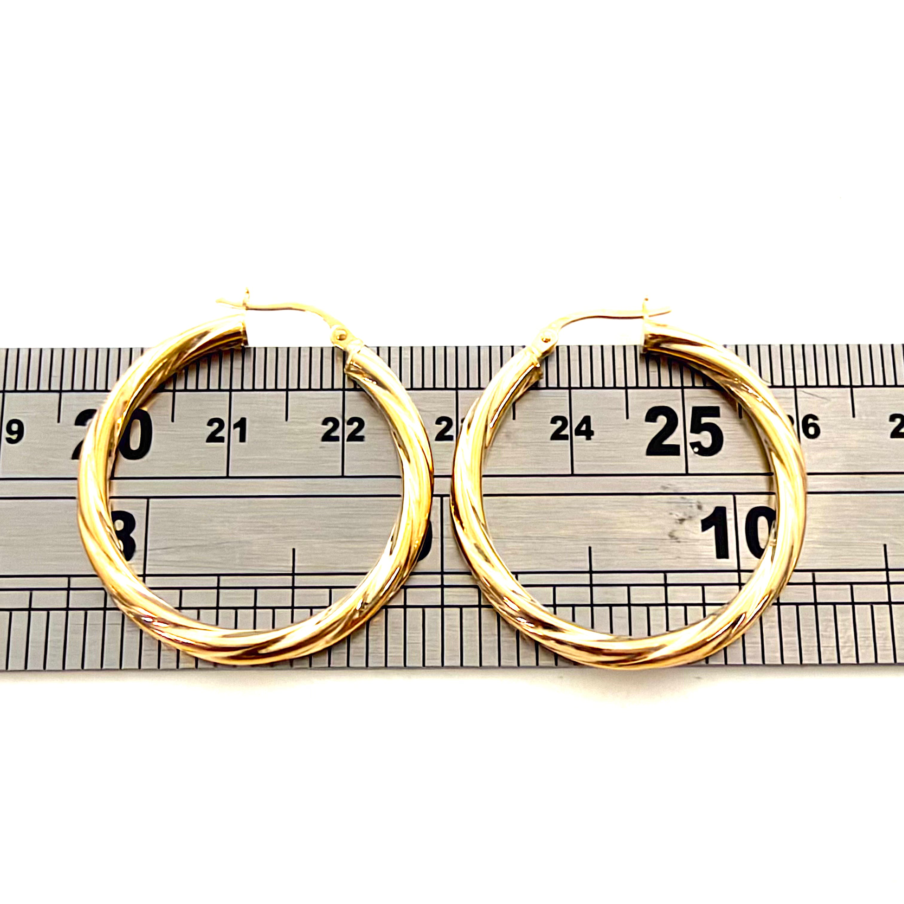 9ct Gold 30mm Twisted Hoop Earrings