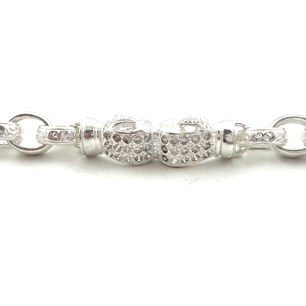 Solid Silver Gents Boxing Glove Belcher Bracelet