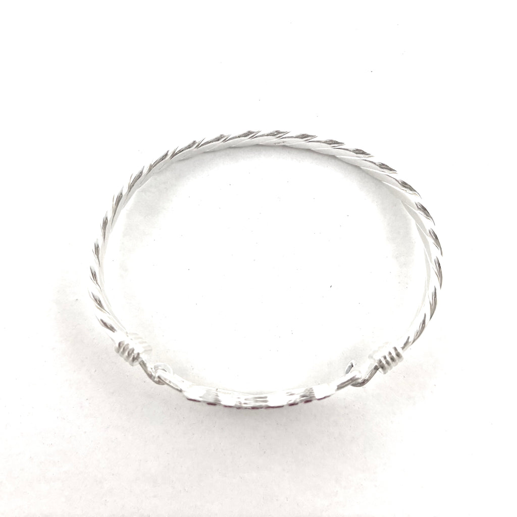 Silver Double Love Heart Bangle
