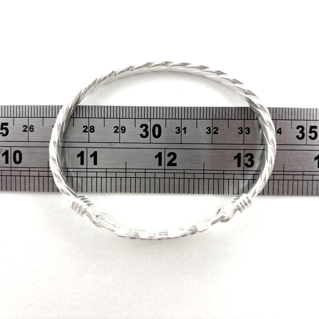 Silver Double Love Heart Bangle
