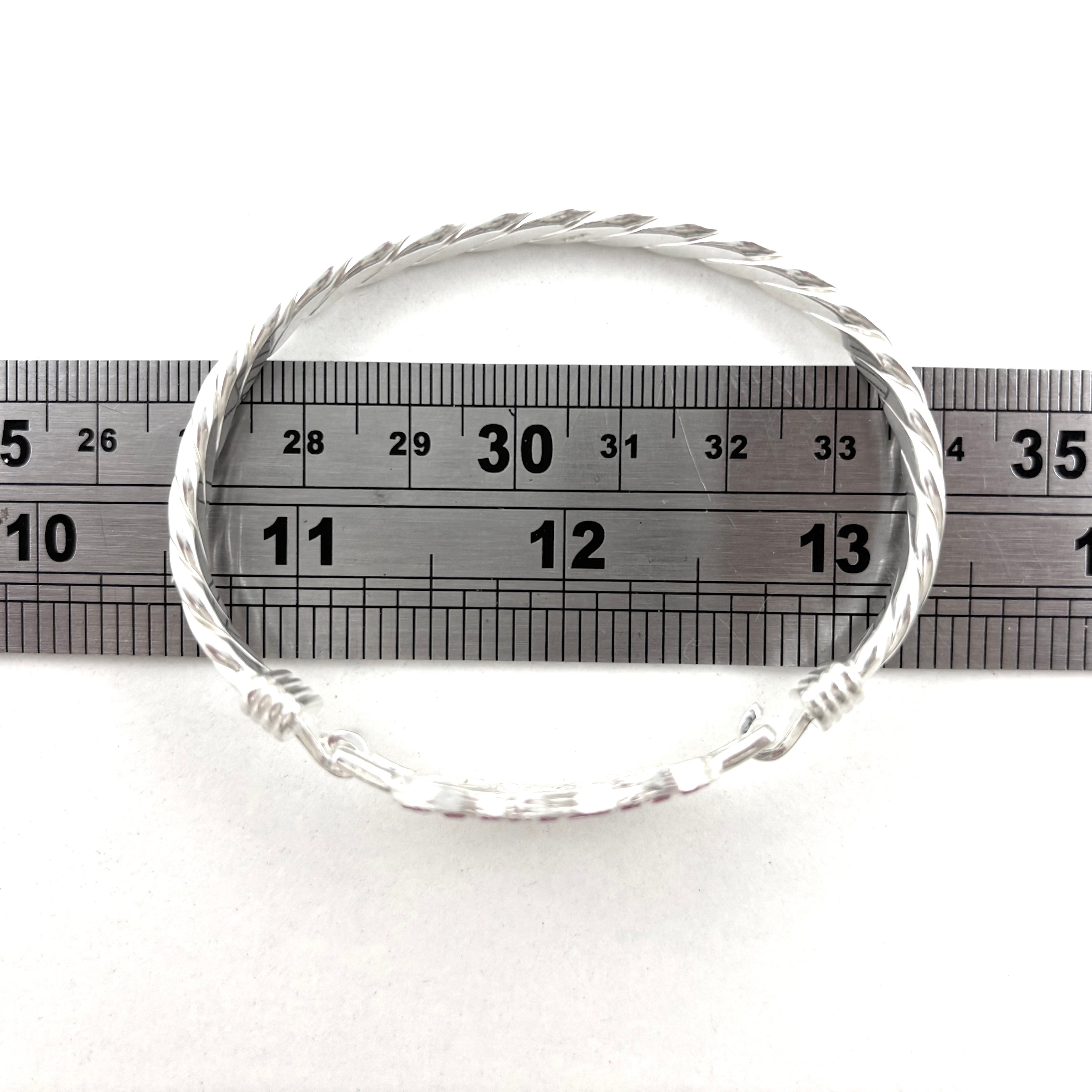 Silver Double Love Heart Bangle