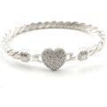 4mm And 6mm Solid Silver Full Love Heart Bangle