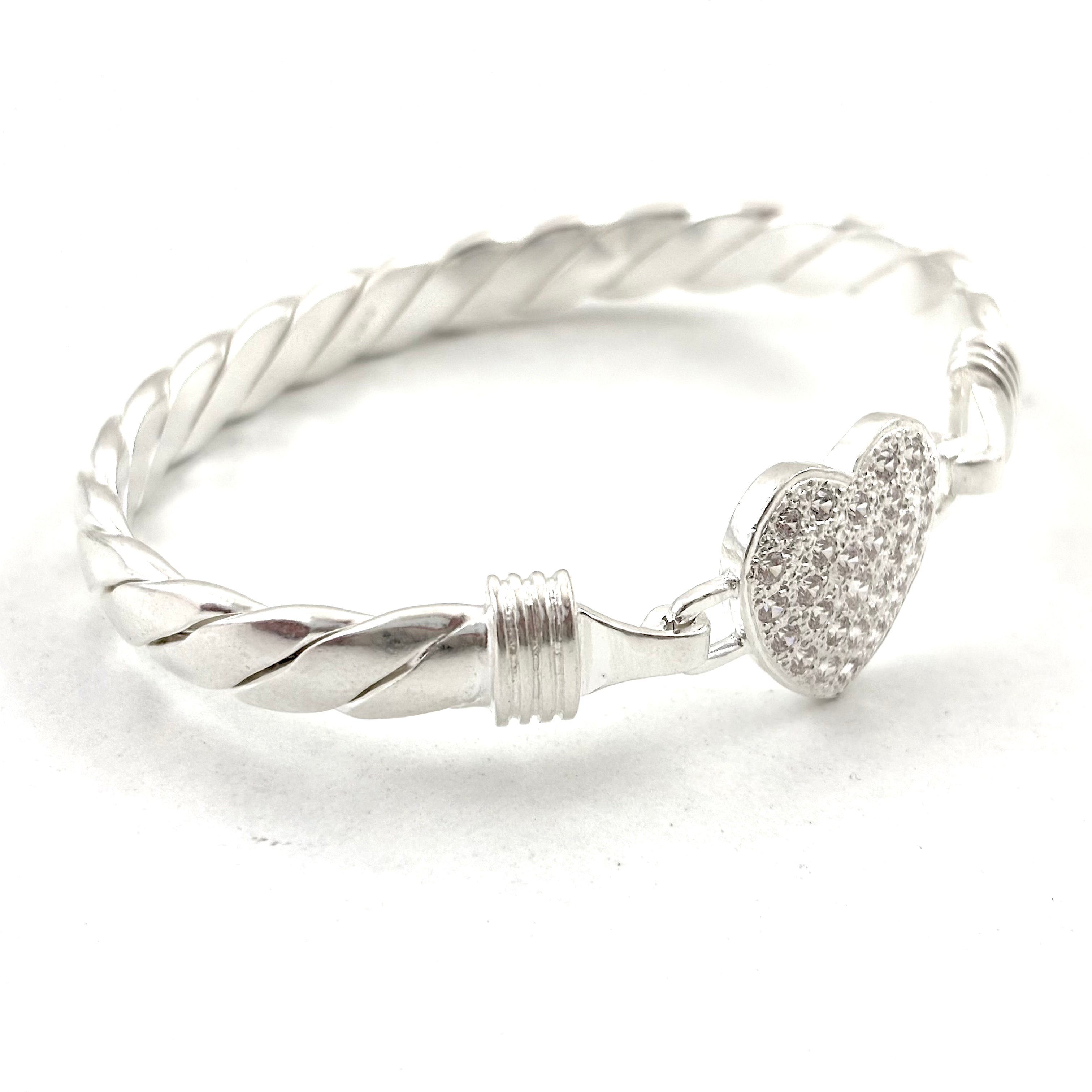 4mm And 6mm Solid Silver Full Love Heart Bangle