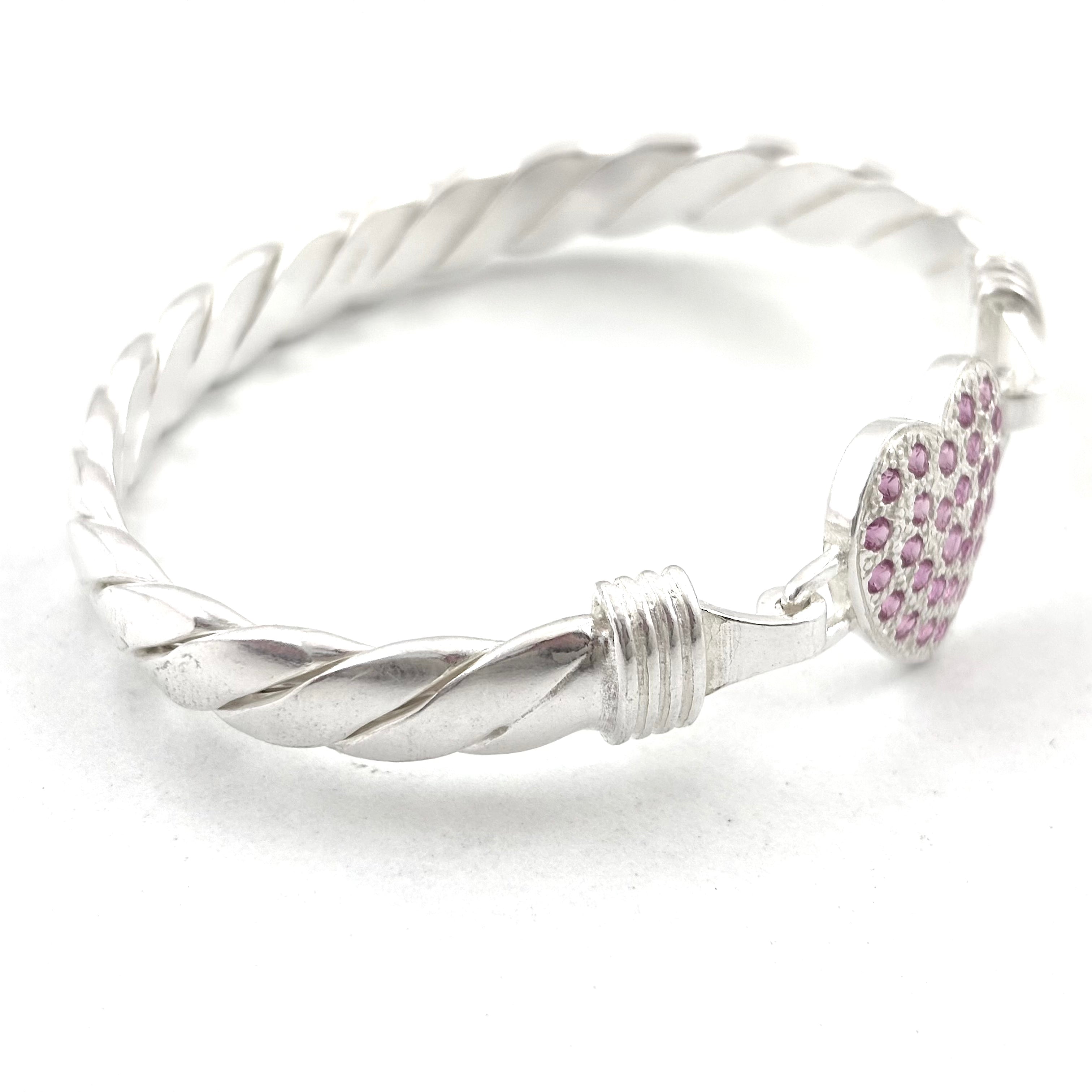 4mm And 6mm Solid Silver Full Love Heart Bangle
