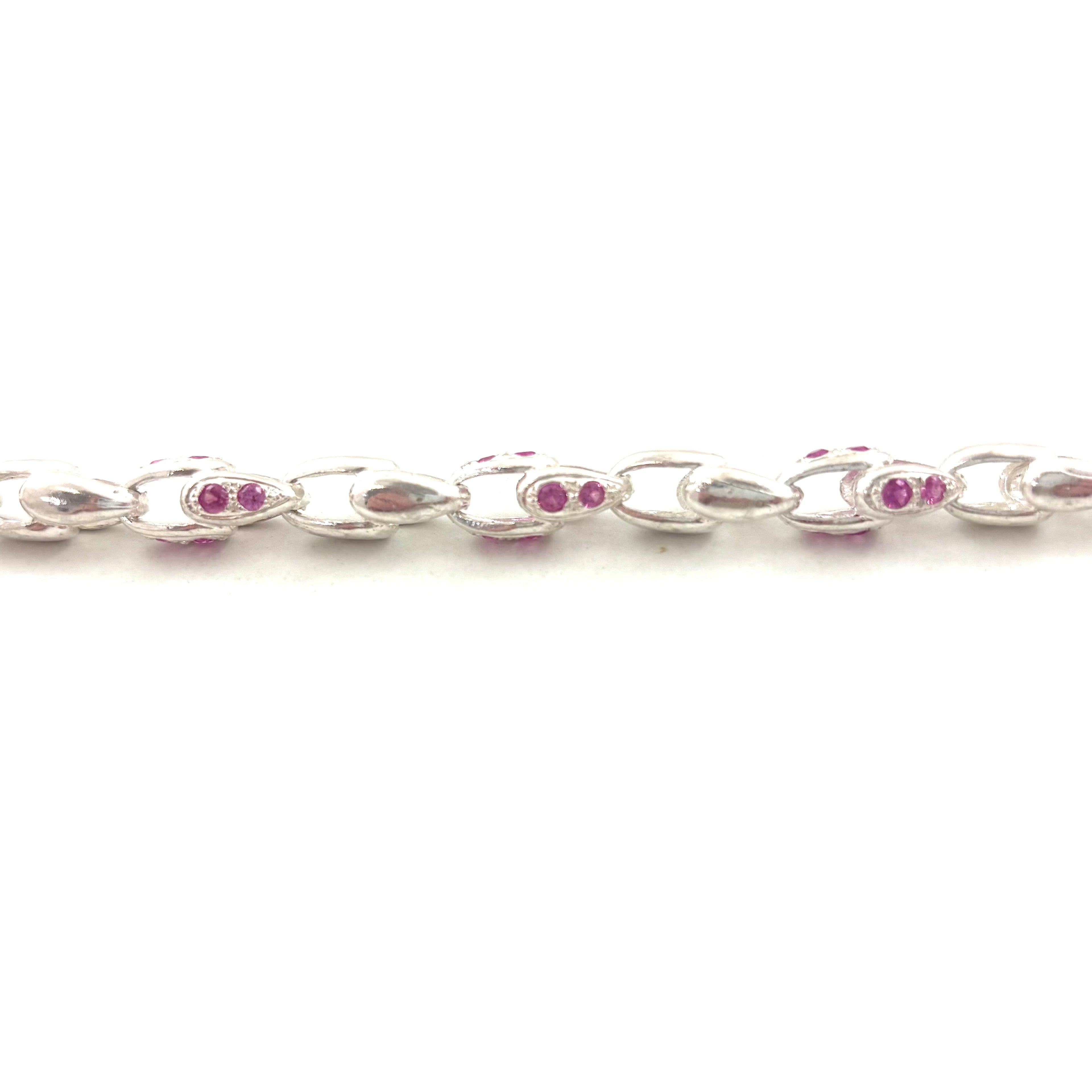 Silver Large Stone Set Ladies Tulip Bracelet