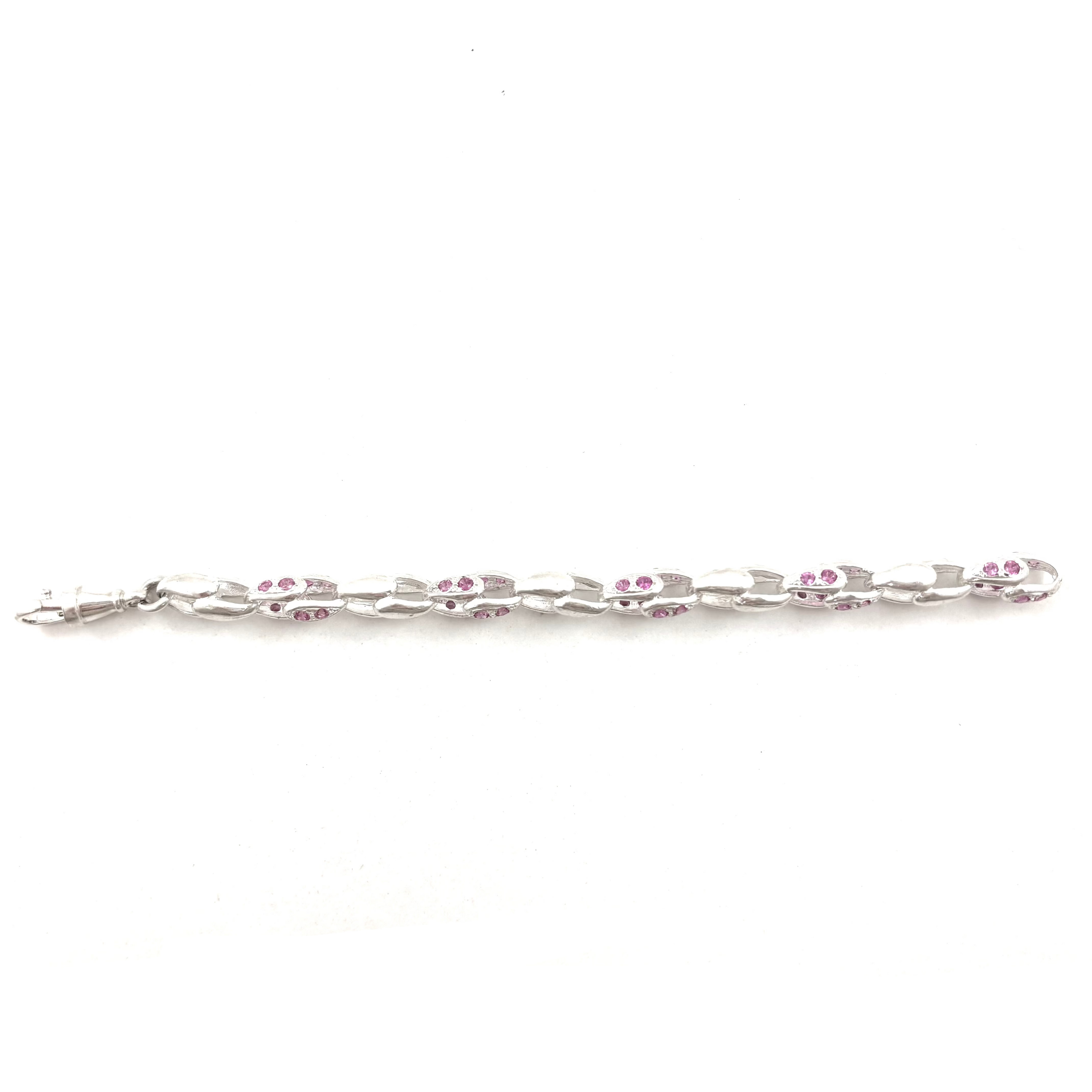 Silver Large Stone Set Ladies Tulip Bracelet