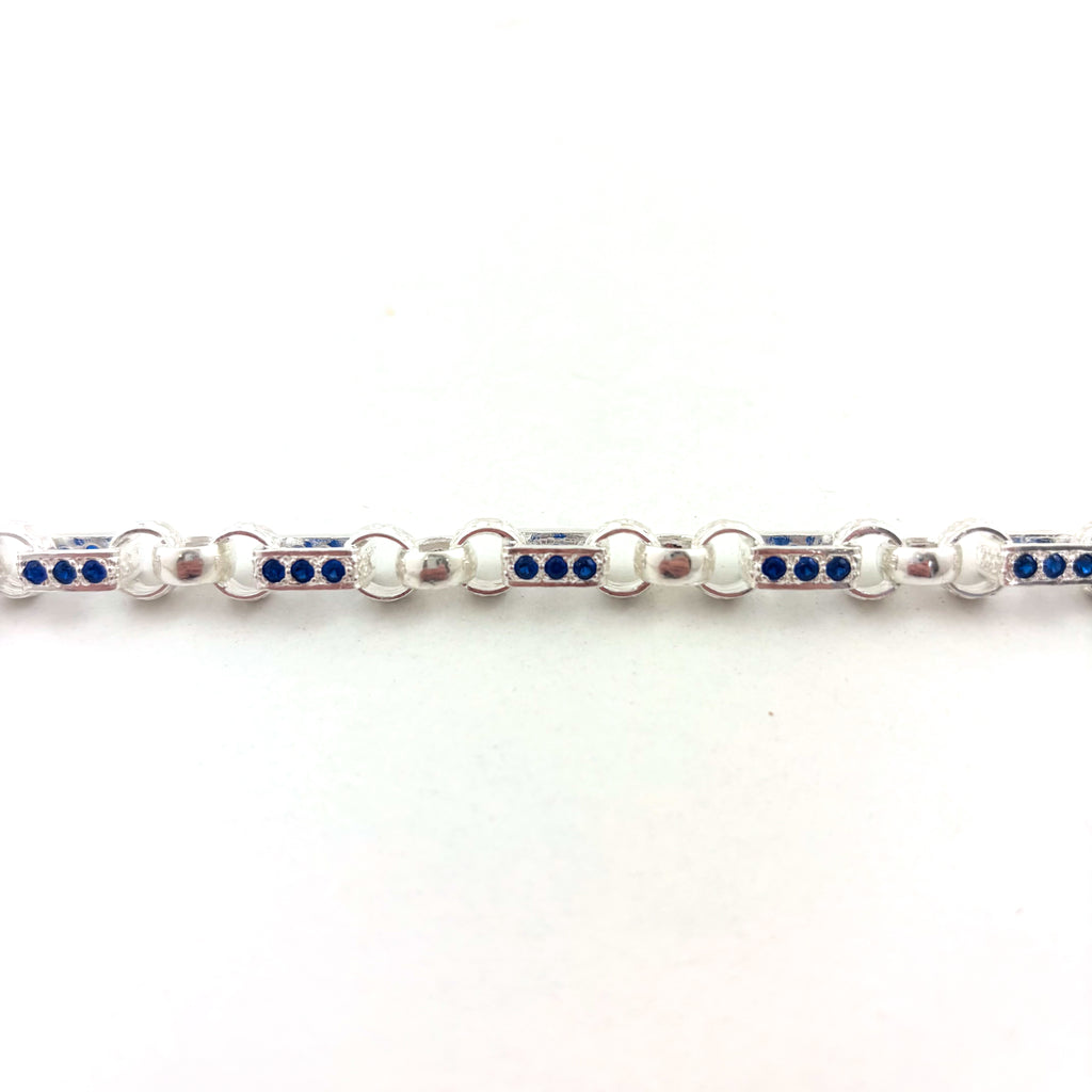 Blue Stone Silver Gypsy Link Bracelet