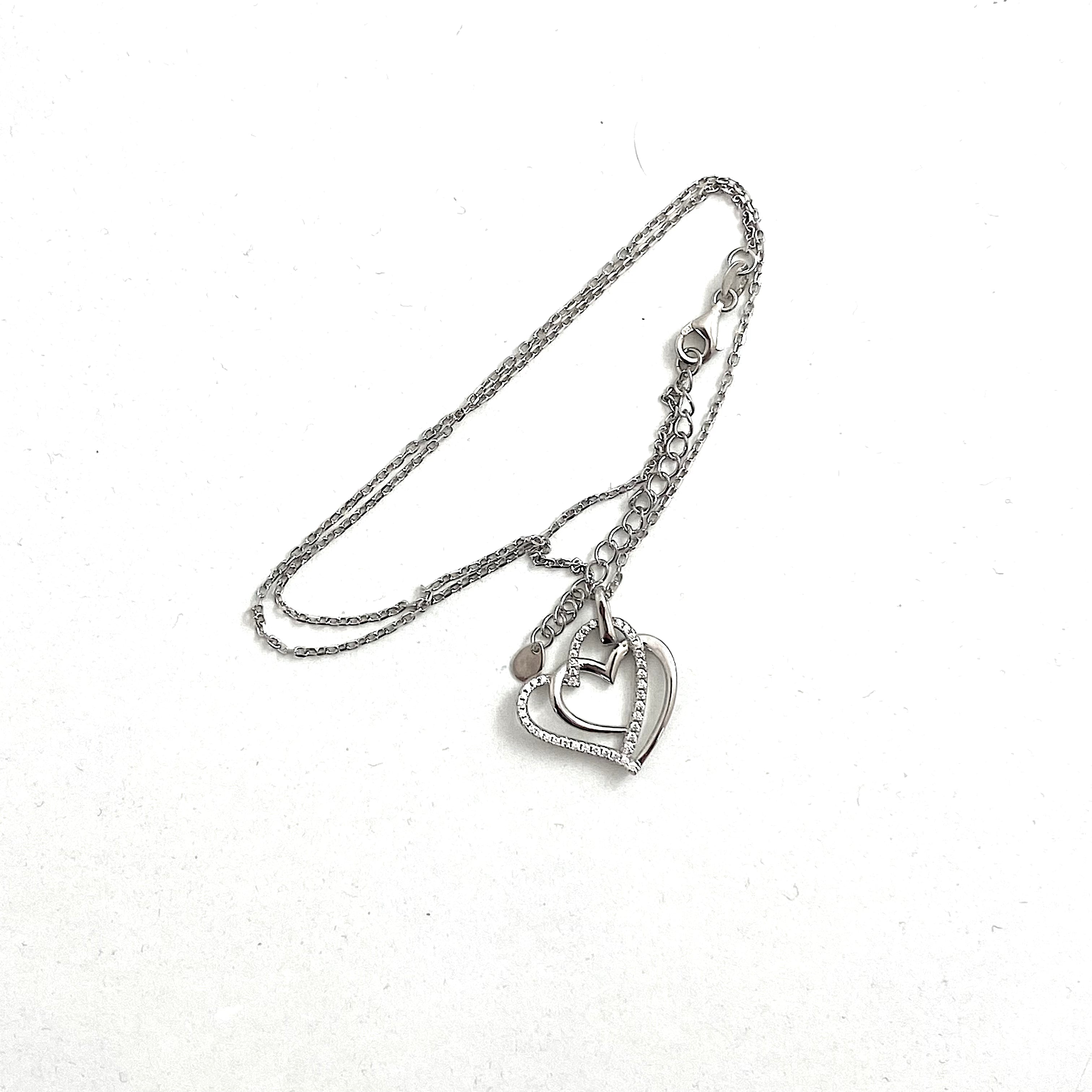 Silver Intertwined Love Heart Pendant On Chain