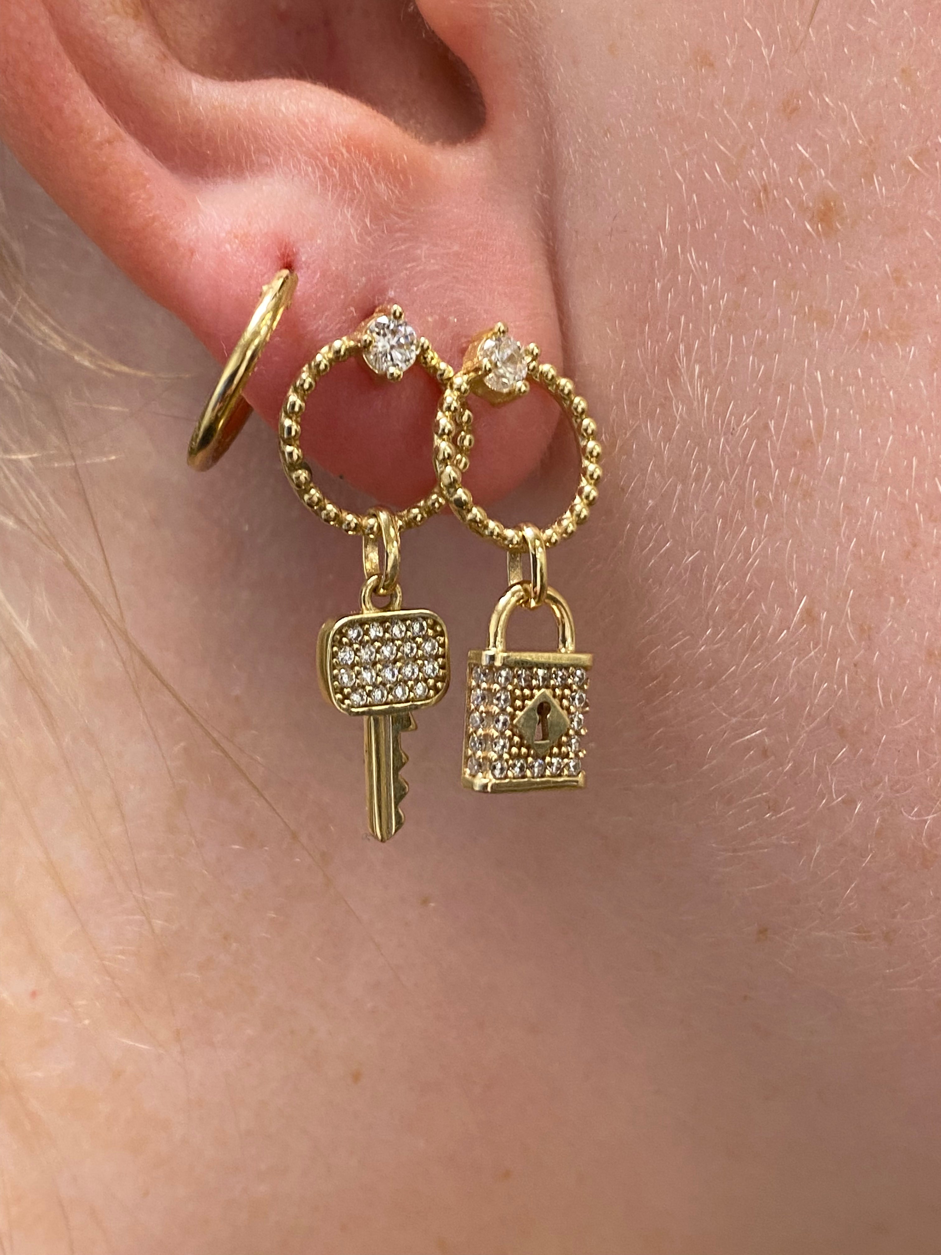 9ct Gold Lock And Key Earrings