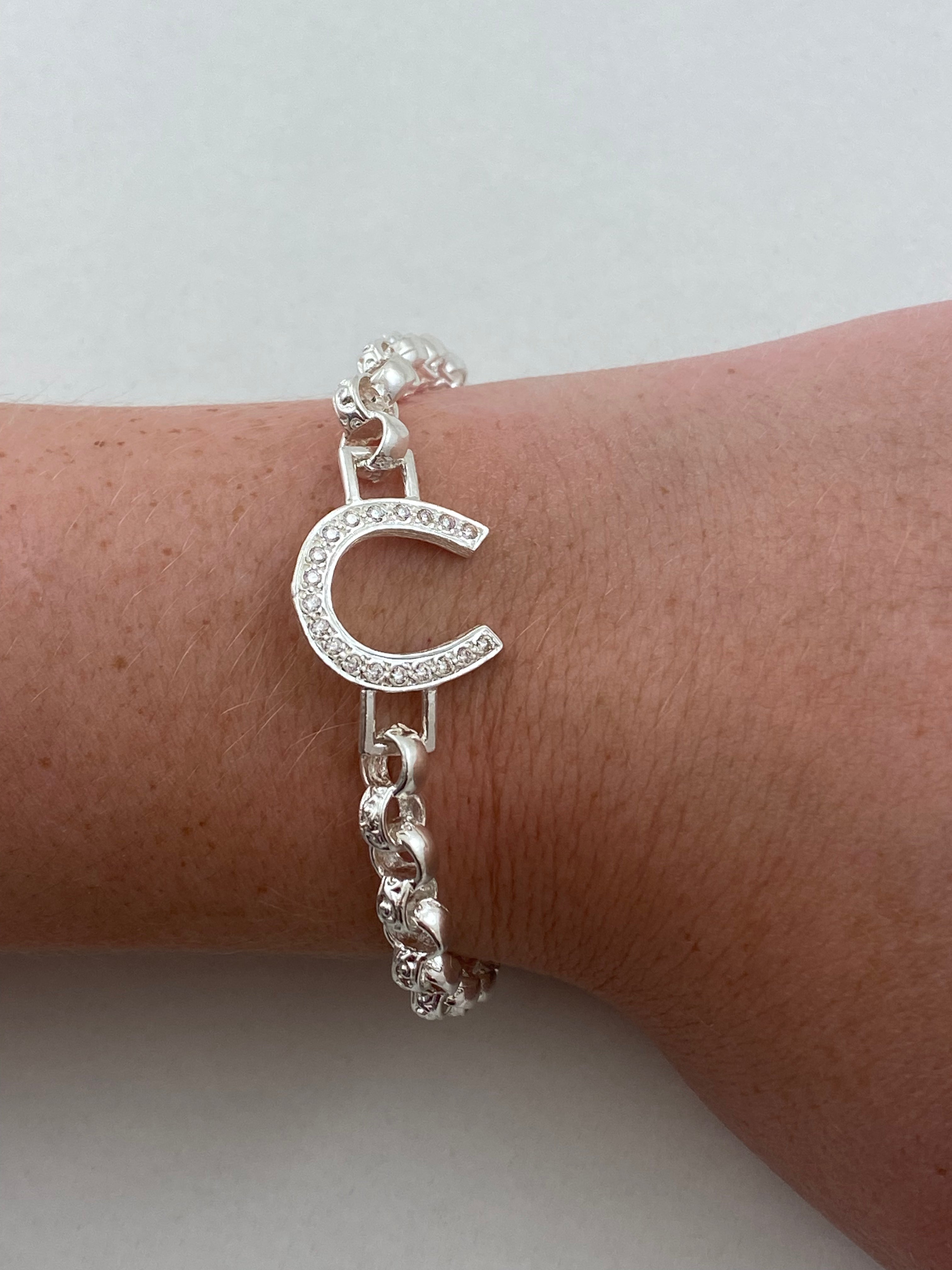 Solid Silver Horse Shoe Belcher Bracelet