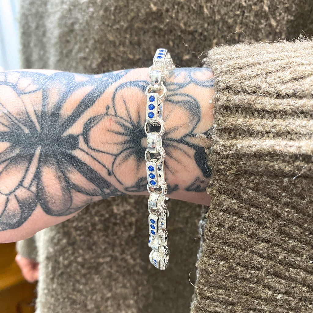 Blue Stone Silver Gypsy Link Bracelet
