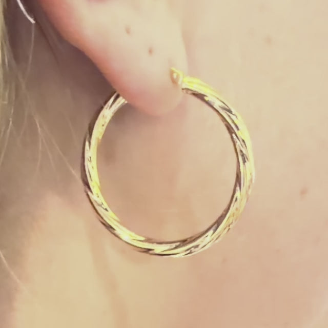 9ct Gold 30mm Twisted Hoop Earrings