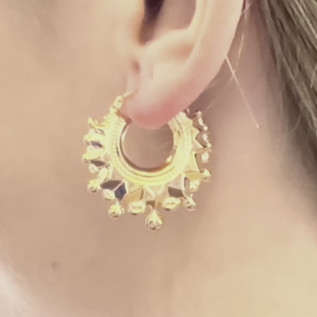 9ct Gold 29mm Drop Creole Earrings