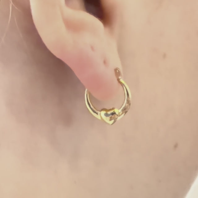 9ct Gold Love Heart Hoop Earrings